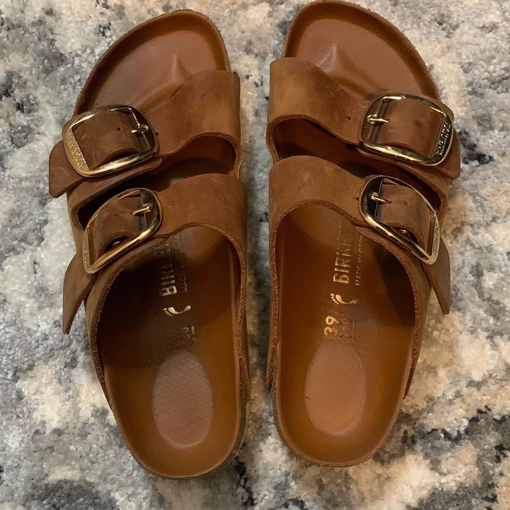 Arizona Big Buckle Brown Leather Birkenstock Sz 39